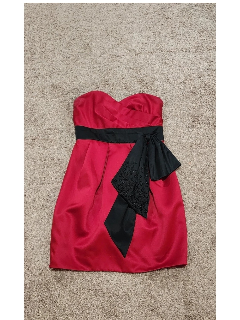 The Phoebe Couture Red & Black Satin 80s Look Prom Party Dress in size 6